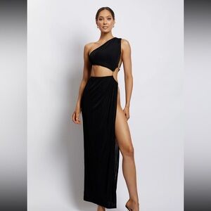MESHKI - Paige Ruched Side Cut Out Maxi Dress - Black